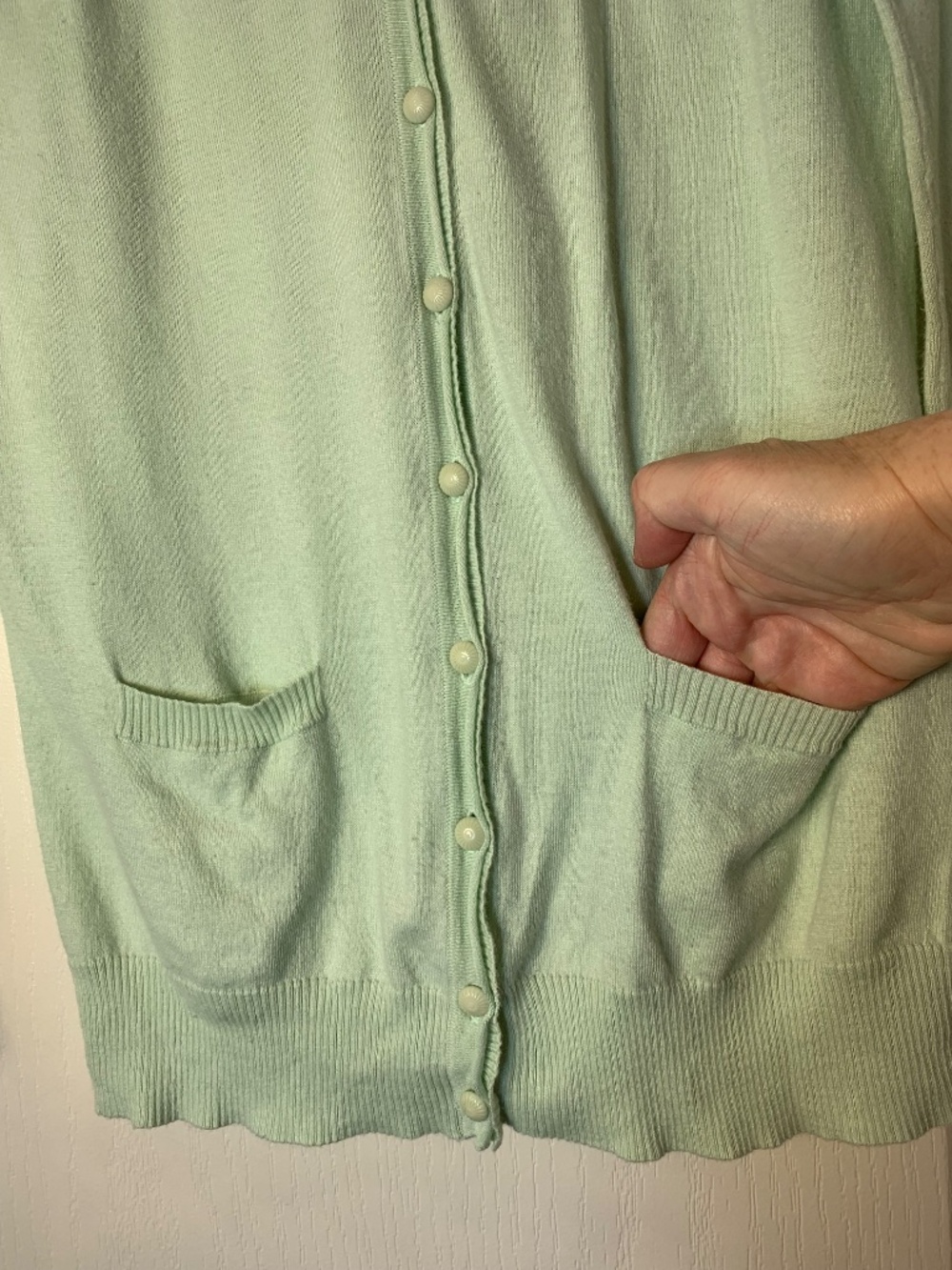 Icône Simons Mint Green Lightweight Cardigan Spring Summer Fresh Knit Size S - Picture 5 of 11